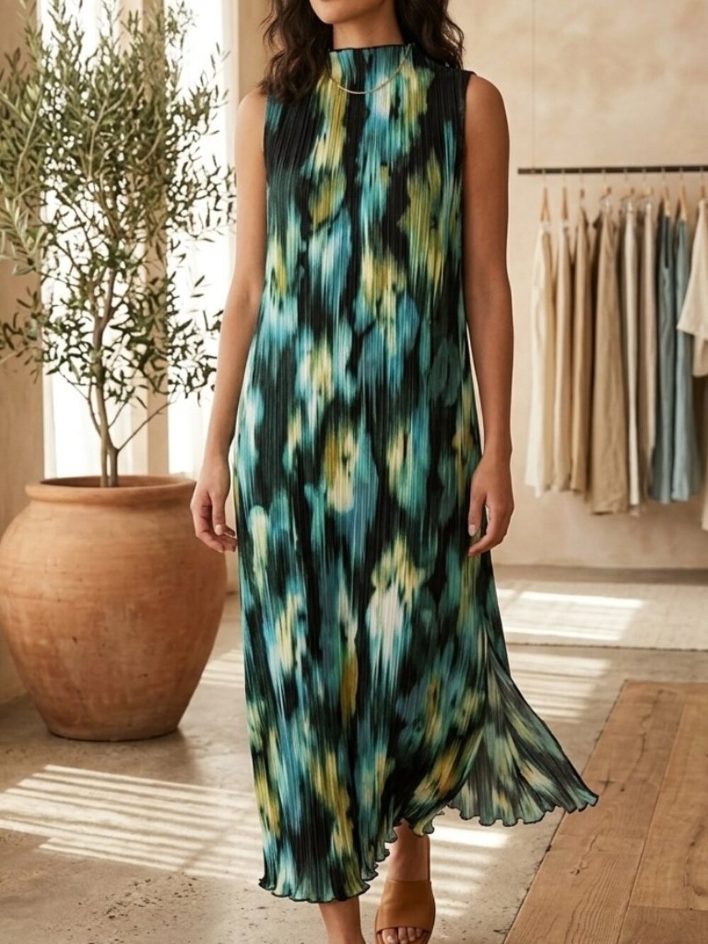 Sleeveless Future Collective Gabriella Karefa-Johnson Teal Plisse Midi Size XL